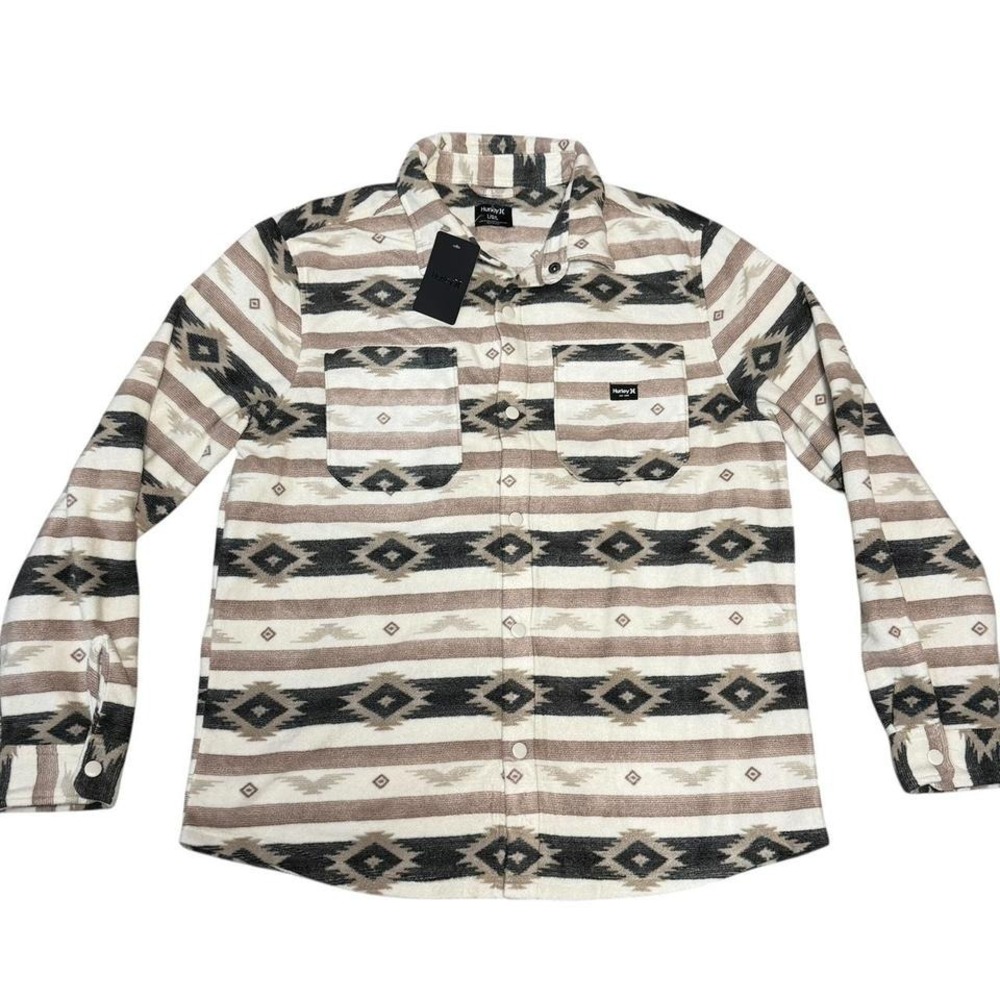Hurley Aztec‎ Dakota Fleece Pullover Overshirt Men's Large New with Tags